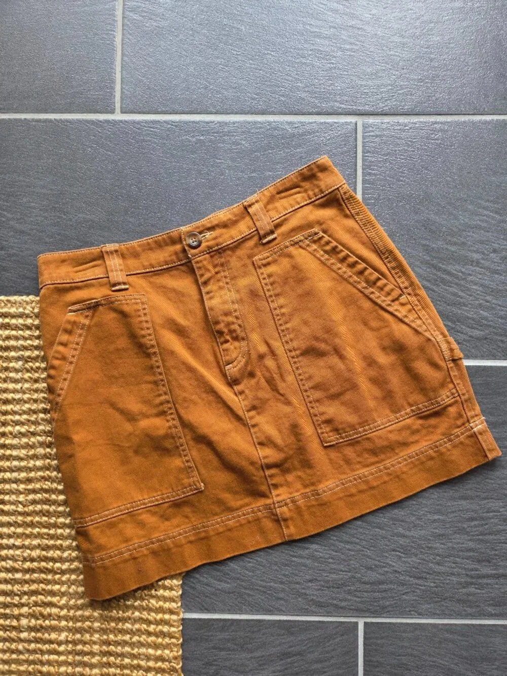 Old Navy Rust Brown Sly Fox Utility Cargo Carpenter Mini Skirt Size 4